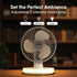 Alpha Desktop Fan with Light, 6 Inches, 4 Speeds, Oscillating Table Fan, Brushless Motor, Wide Angle Adjustment, USB Rechargeable,  Ultra Quiet, Personal Mini Fan for Home Office Bedroom, White